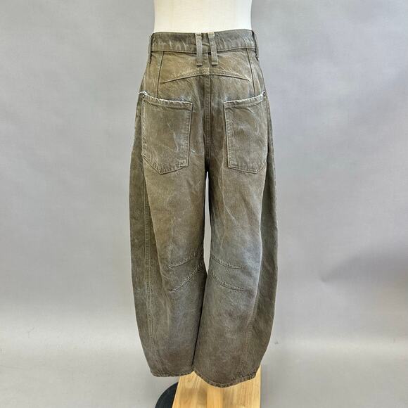 Free People We The Free Good Luck Coated Brown Barrel Leg Jeans Size 28 - Picture 11 of 16